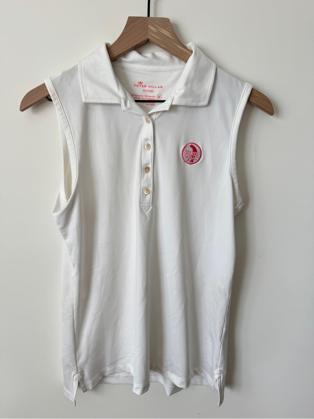 Peter Millar Wicking Women’s Sneds Tour White Polo Tank  Size Medium Pre Owned